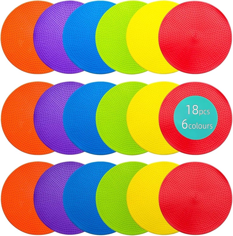 ILAZR LAZR Non Slip Agility Marker Aggregate Dots 4.72 inch 9 inch 6 Color Floor Dot Marker for Classroom Dance Sports Football Basketball Speed Agility Training - Image 1